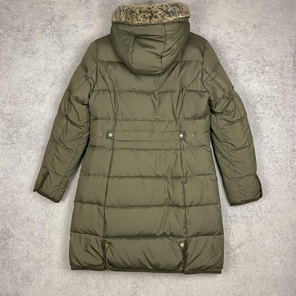 Lauren Ralph Lauren Coat Womens Small Green Down Puffer Hooded Faux Fur Long - Picture 6 of 16